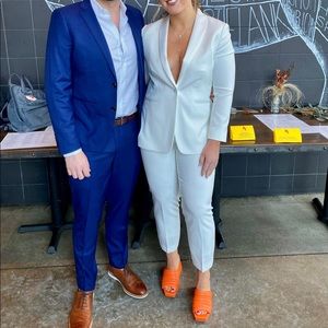 Suit Shop Womens White Tuxedo Suit Jacket and Pants